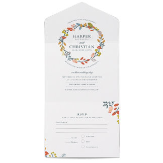 Faire-part de mariage Floral Automne Avec Carte RS