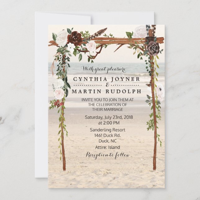 Faire-part de mariage Floral Beach Arbor (Devant)