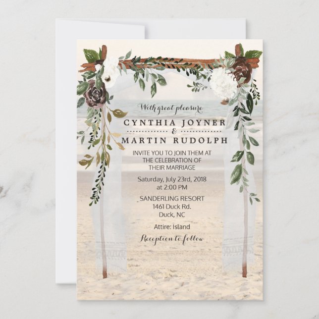 Faire-part de mariage Floral Beach Arbor (Devant)