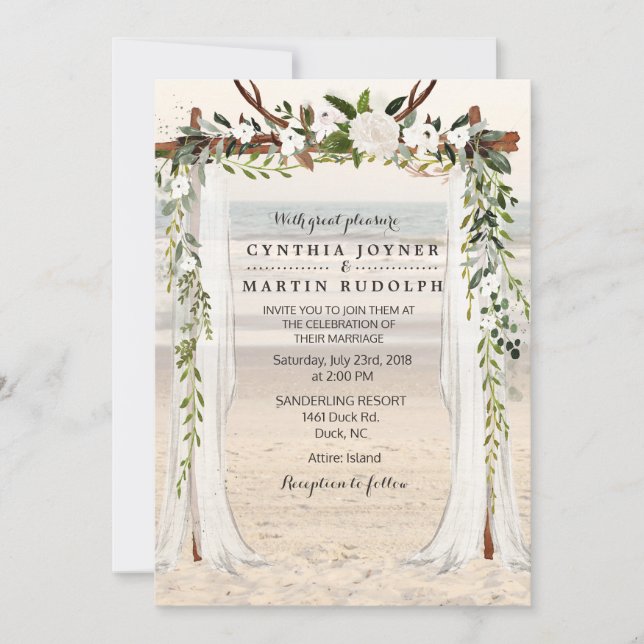 Faire-part de mariage Floral Beach Arbor (Devant)