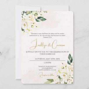 Faire-part de mariage floral blanc