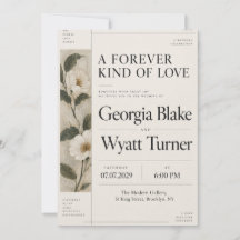 Faire-part de mariage floral blanc éditorial moder