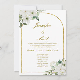 Faire-part de mariage Floral blanc en espagnol