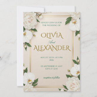 Faire-part de mariage floral blanc luxueux