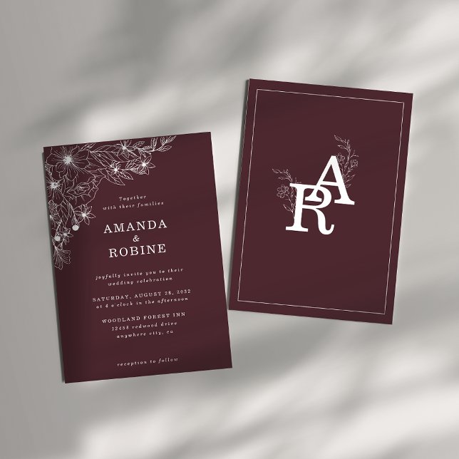 Faire-part de mariage Floral blanc moderne (Créateur téléchargé)