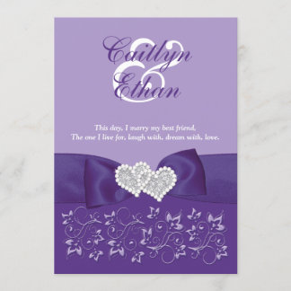 Faire-part de mariage floral blanc pourpre