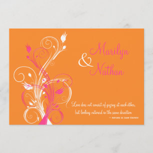 Faire-part de mariage floral blanc rose orangé