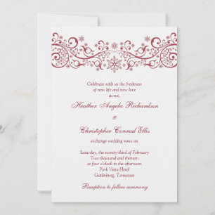 Faire-part de mariage floral blanc rouge