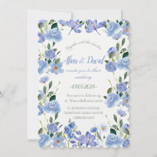 Faire-part de mariage Floral Bleu.