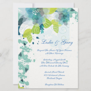 Faire-part de mariage Floral Bleu