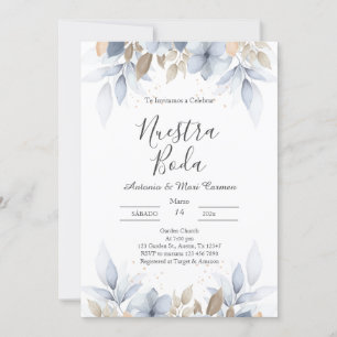 Faire-part de mariage Floral Bleu