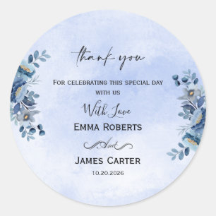 Faire-part de mariage floral bleu Autocollants de