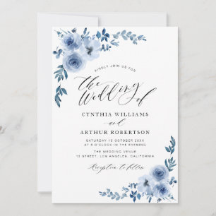 faire-part de mariage floral bleu clair