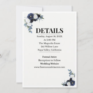 Faire-part de mariage floral bleu élégant