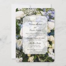 faire-part de mariage floral bleu et blanc
