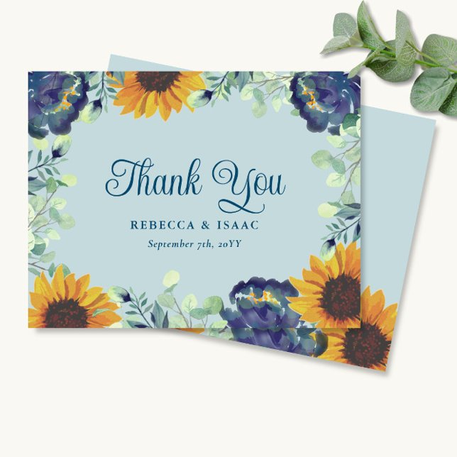 Faire-part de mariage floral bleu eucalyptus tourn (Créateur téléchargé)