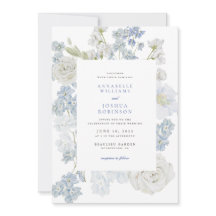 Faire-part de mariage Floral bleu français