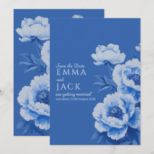 Faire-part de mariage Floral Bleu Pivoine Enregist