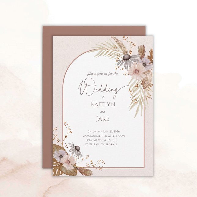 Faire-part de mariage floral bohème (Boho Floral Wedding Invitation)