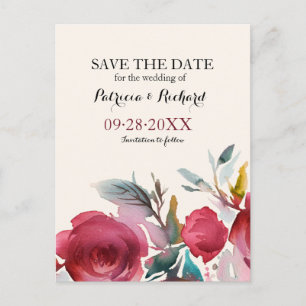Faire-part de mariage floral bohème Burgundy Marsa