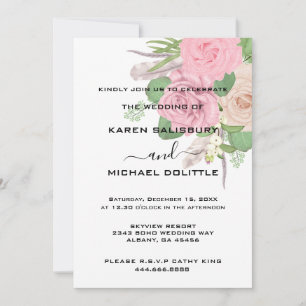 Faire-part de mariage floral bohème - Modèle modif