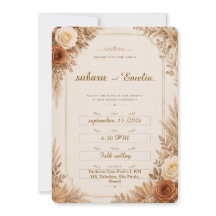 Faire-part de mariage floral bohème neutre rustiqu