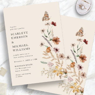 Faire-part de mariage floral bohème rustique