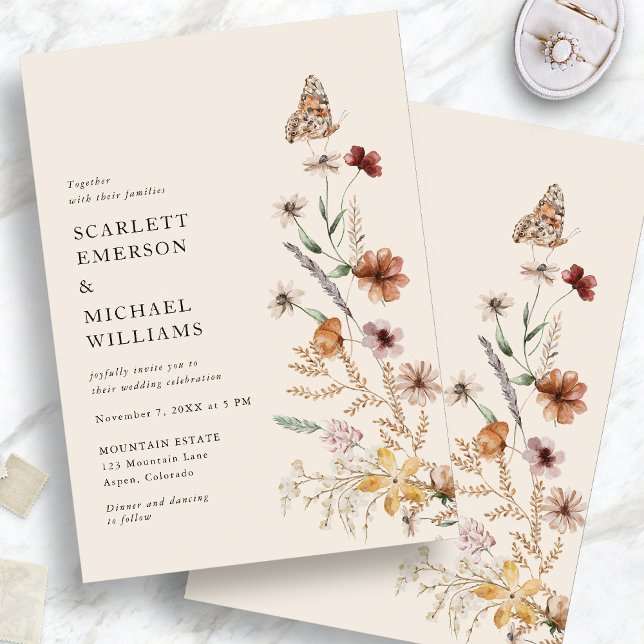 Faire-part de mariage floral bohème rustique (Rustic Boho Floral Wedding Invitations
)