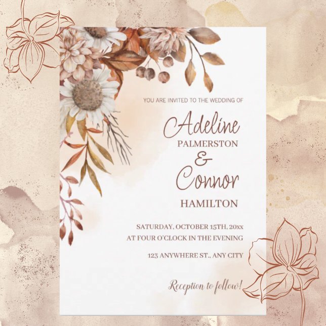 Faire-Part de Mariage Floral Bohème Rustique d'Aut (Créateur téléchargé)