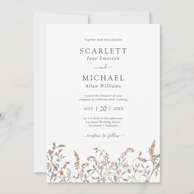 Faire-part de mariage floral Boho Chic (Devant)