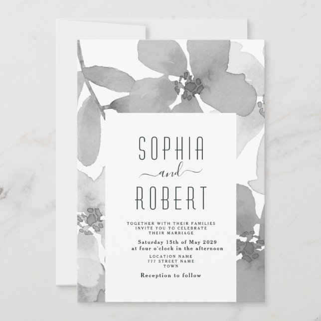 Faire-part de mariage floral boho élégant (Devant)
