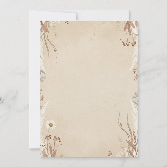 Faire-Part de Mariage Floral Boho est Naturel (Dos)