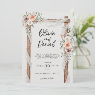 Faire-part de mariage Floral Boho Neutre Rustique
