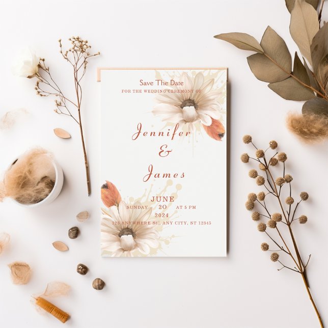 faire-part de mariage floral boho pour annoncer la (Créateur téléchargé)