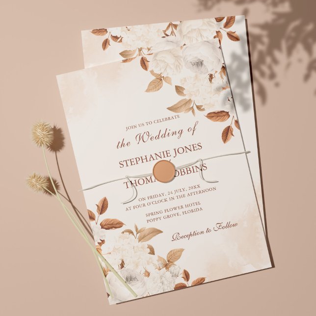 Faire-part de mariage floral Boho Terracotta (Créateur téléchargé)