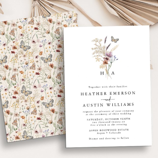 Faire-part de mariage floral Boho Wildflower (Wildflower Boho Floral Wedding Invitation
)