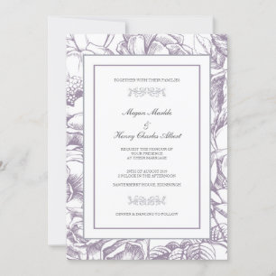 Faire-part de mariage floral botanique de Lilac et