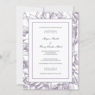 Faire-part de mariage floral botanique de Lilac et