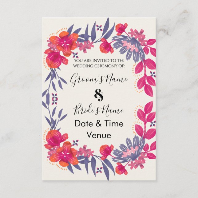 Faire-part de mariage floral botanique vibrant (Devant)