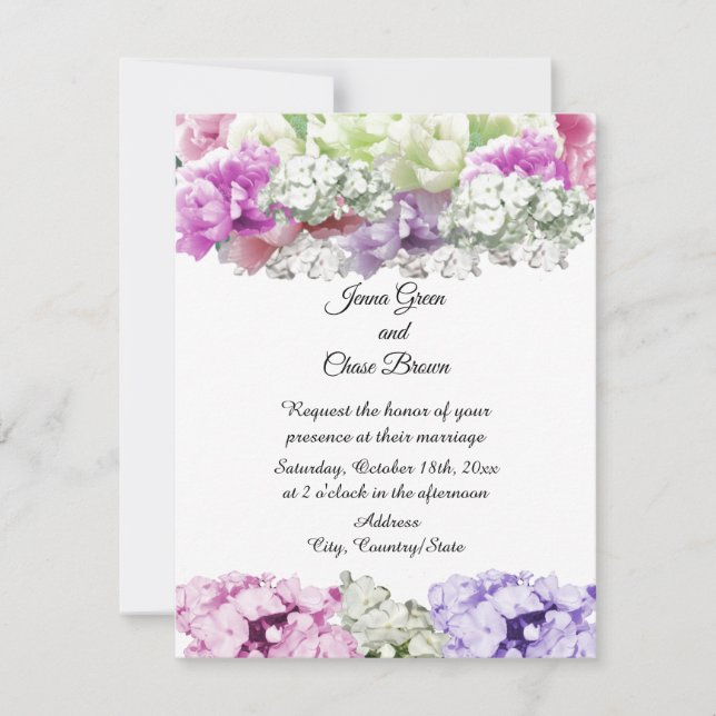 Faire-part de mariage floral bouquet mixte (Devant)