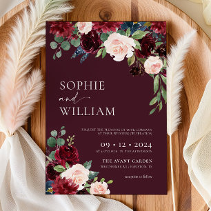Faire-part de mariage Floral Bourgogne