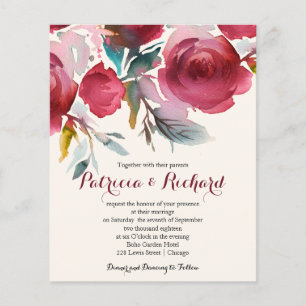 Faire-part de mariage floral budget Marsala Bourgo