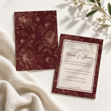 Faire-part de mariage floral burgundy