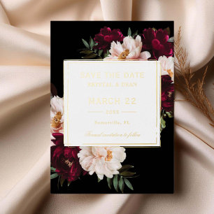 Faire-part de mariage floral Burgundy lunatique En