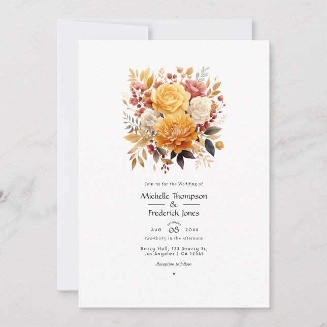 Faire-part de mariage floral Cadran solaire (Devant)