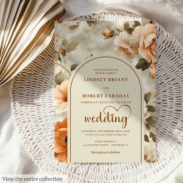 Faire-part de mariage floral chic boho rustique iv (Chic Boho Rusty Ivory Sage Floral Wedding Invitation

)