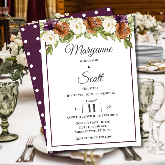 Faire-part de mariage floral chic rustique d'autom (Créateur téléchargé)