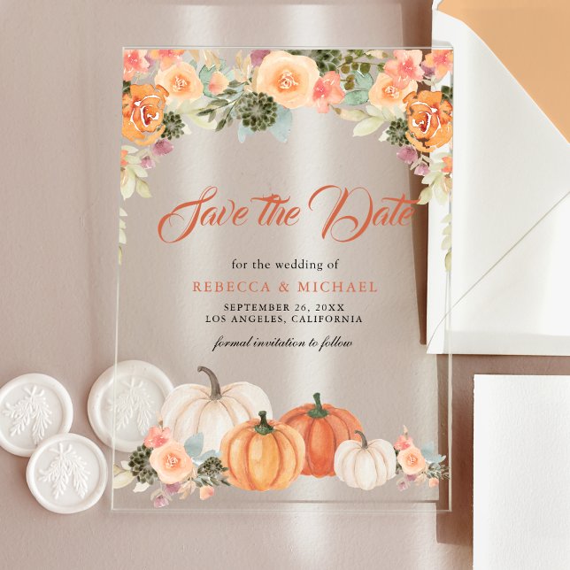 Faire-part de mariage floral citrouille rustique (Créateur téléchargé)