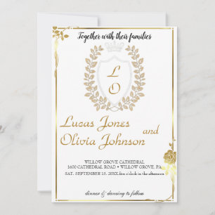 Faire-part de mariage Floral Classique Monogram Cr