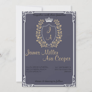 Faire-part de mariage Floral Classique Monogram Cr
